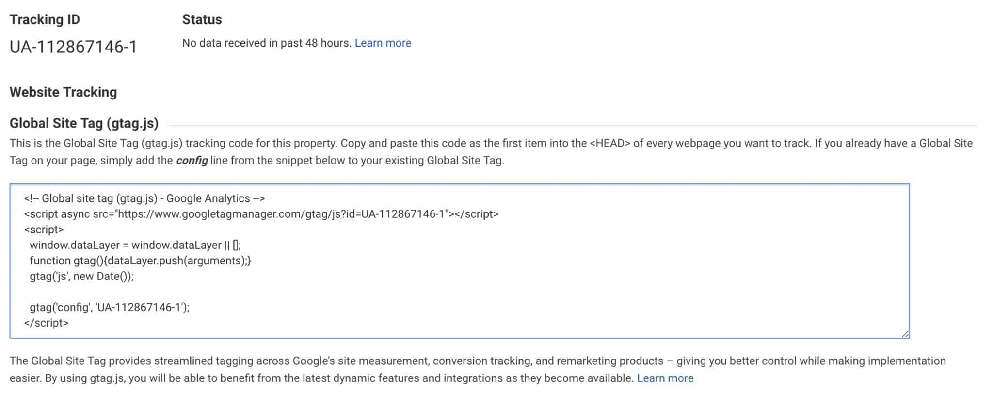 Google Analytics tracking code