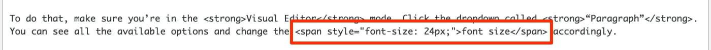 Inline CSS Font Size